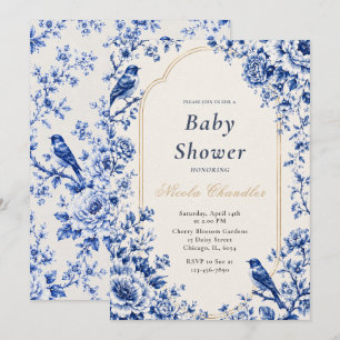 Chinoiserie Blue Baby Shower Invitation