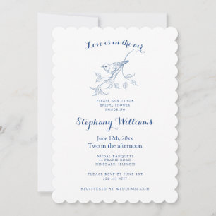 Chinoiserie Blue Bird Toile Vintage Bridal Shower  Invitation