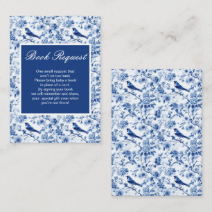 Chinoiserie Blue Birds and Flowers Baby Shower Enclosure Card