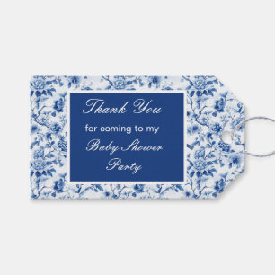 Chinoiserie Blue Birds and Flowers Baby Shower Gift Tags