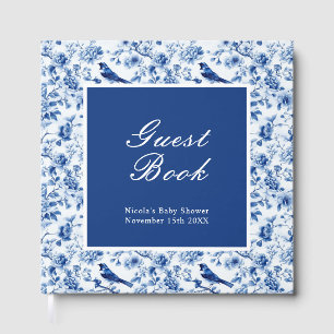 Chinoiserie Blue Birds and Flowers Baby Shower Guest Book