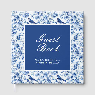 Chinoiserie Blue Birds and Flowers Birthday Guest Book