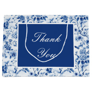 Chinoiserie Blue Birds and Flowers Birthday Large Gift Bag