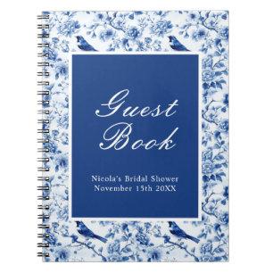 Chinoiserie Blue Birds and Flowers Bridal Shower Notebook