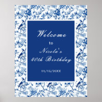 Chinoiserie Blue Birds and Flowers Bridal Shower