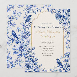 Chinoiserie Blue Birthday Invitation