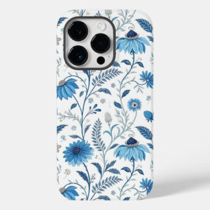 Chinoiserie Blue Echinacea Pattern Case-Mate iPhone 14 Pro Case