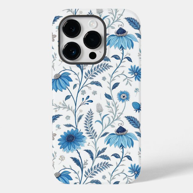 Chinoiserie Blue Echinacea Pattern Case-Mate iPhone Case (Back)
