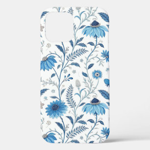 Chinoiserie Blue Echinacea Pattern iPhone 12 Case