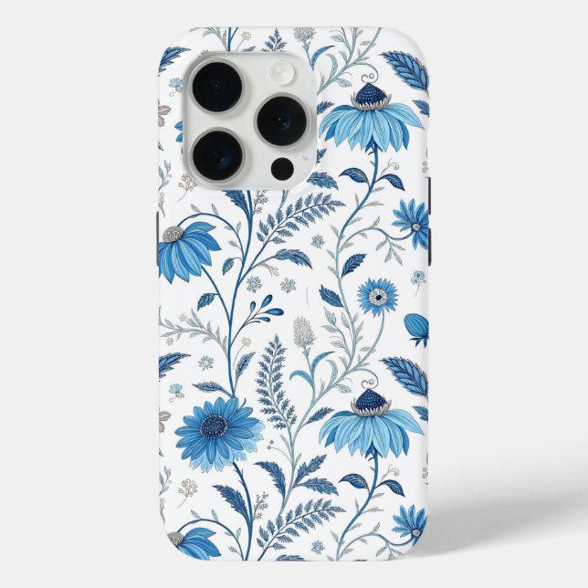 Chinoiserie Blue Echinacea Pattern Case-Mate iPhone Case (Back)