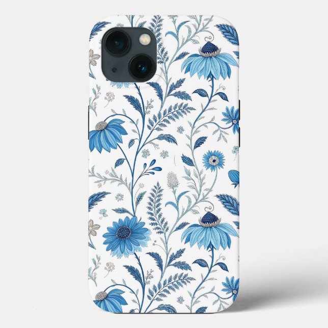 Chinoiserie Blue Echinacea Pattern Case-Mate iPhone Case (Back)