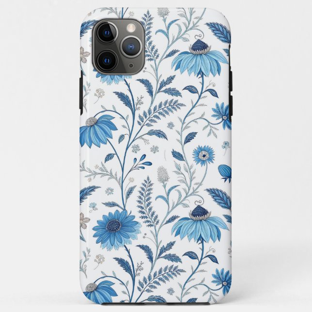 Chinoiserie Blue Echinacea Pattern Case-Mate iPhone Case (Back)