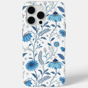 Chinoiserie Blue Echinacea Pattern iPhone 15 Pro Max Case