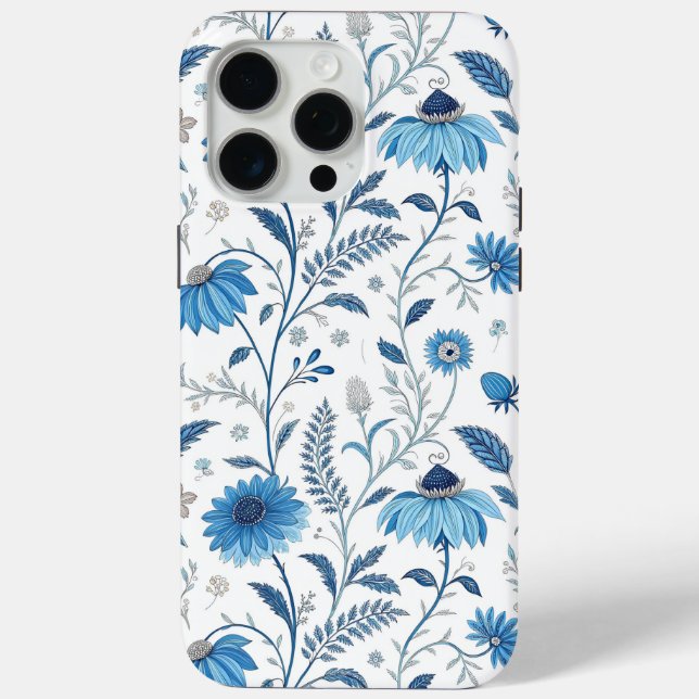 Chinoiserie Blue Echinacea Pattern Case-Mate iPhone Case (Back)