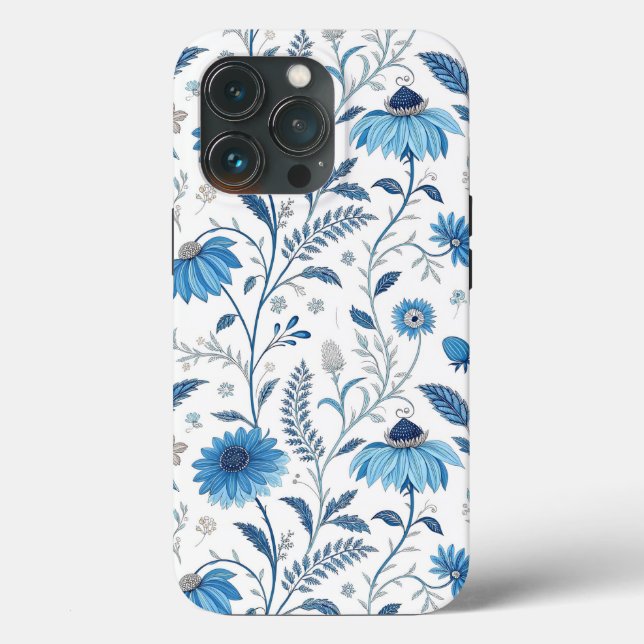 Chinoiserie Blue Echinacea Pattern Case-Mate iPhone Case (Back)