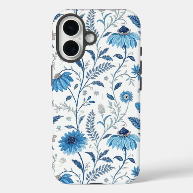 Chinoiserie Blue Echinacea Pattern Case-Mate iPhone Case (Back)