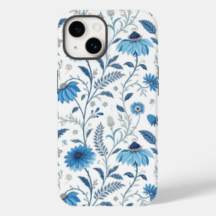 Chinoiserie Blue Echinacea Pattern Case-Mate iPhone 14 Case
