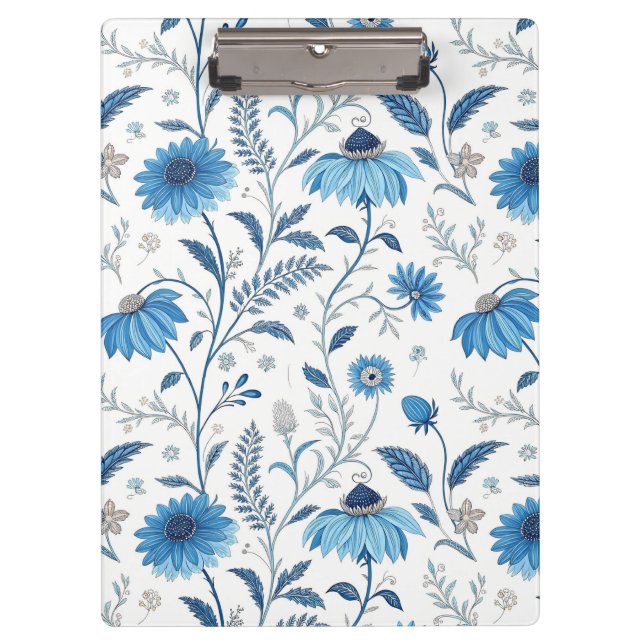 Chinoiserie Blue Echinacea Pattern Clipboard (Front)