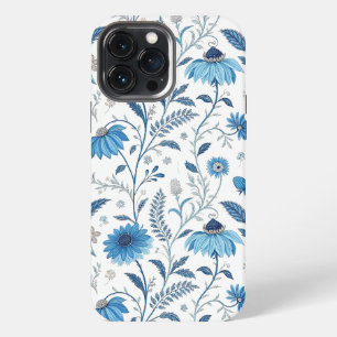 Chinoiserie Blue Echinacea Pattern iPhone 13 Pro Max Case