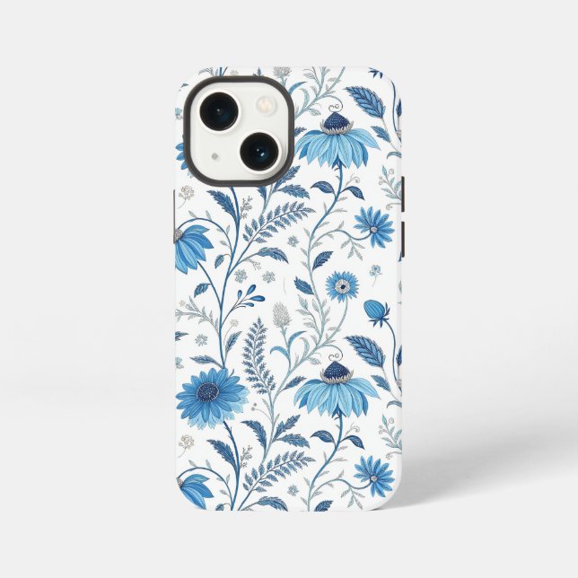 Chinoiserie Blue Echinacea Pattern iPhone Case (Back)