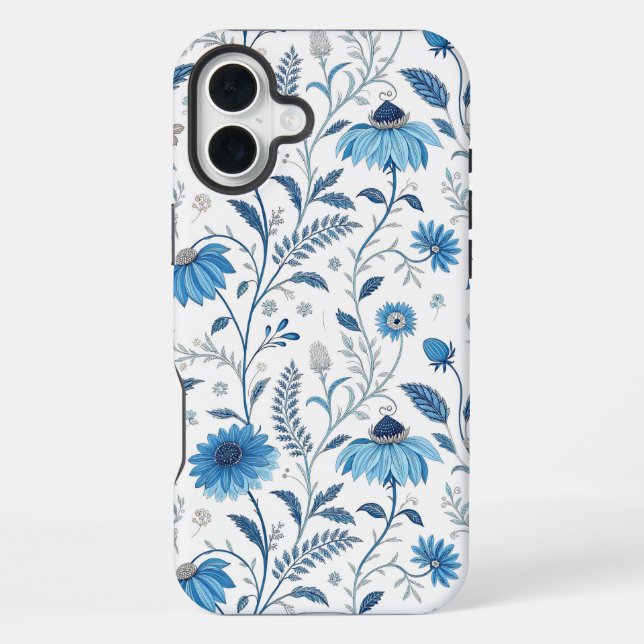 Chinoiserie Blue Echinacea Pattern iPhone Case (Back)