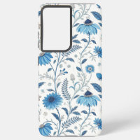 Chinoiserie Blue Echinacea Pattern