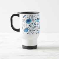 Chinoiserie Blue Echinacea Pattern