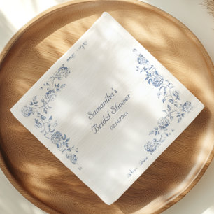 Chinoiserie Blue Floral Bridal Shower Napkin