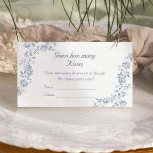 Chinoiserie Blue Floral Guess How Many Kisses Enclosure Card