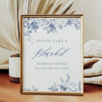 Chinoiserie Blue Floral Take a Blanket Sign