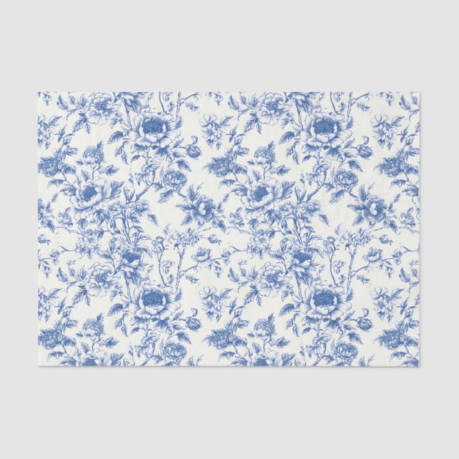 Chinoiserie Blue Floral Tissue Paper (Front)
