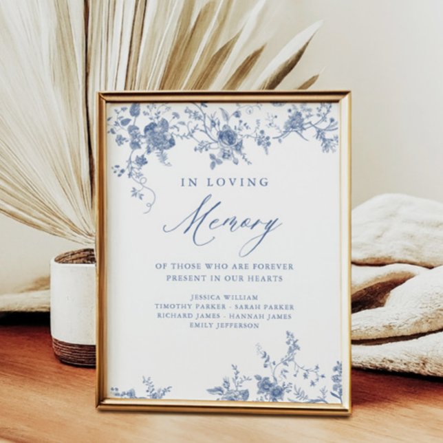 Chinoiserie Blue Floral Wedding Loving Memory Sign (Creator Uploaded)