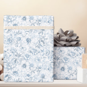Chinoiserie Blue Floral Wrapping Paper