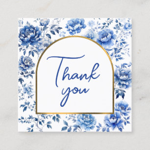 Chinoiserie blue flowers thank you package insert