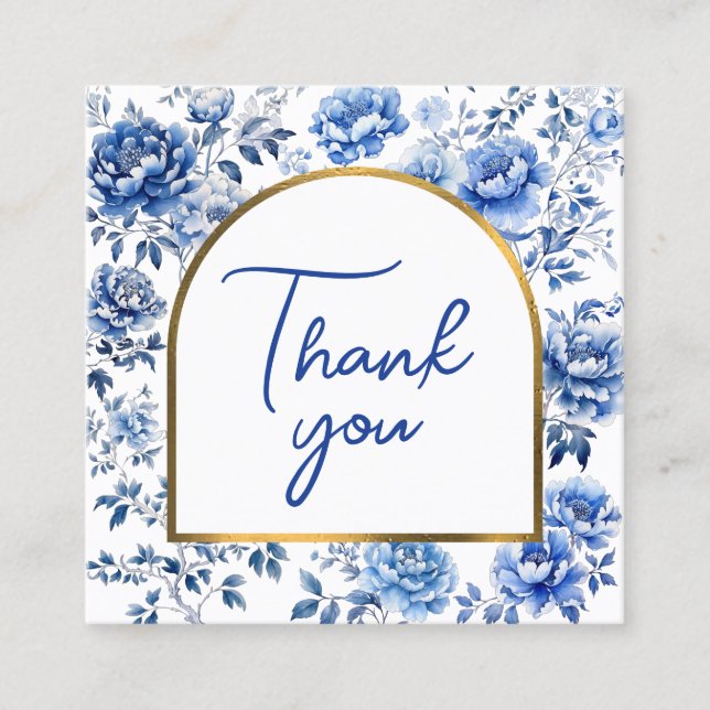 Chinoiserie blue flowers thank you package insert (Front)