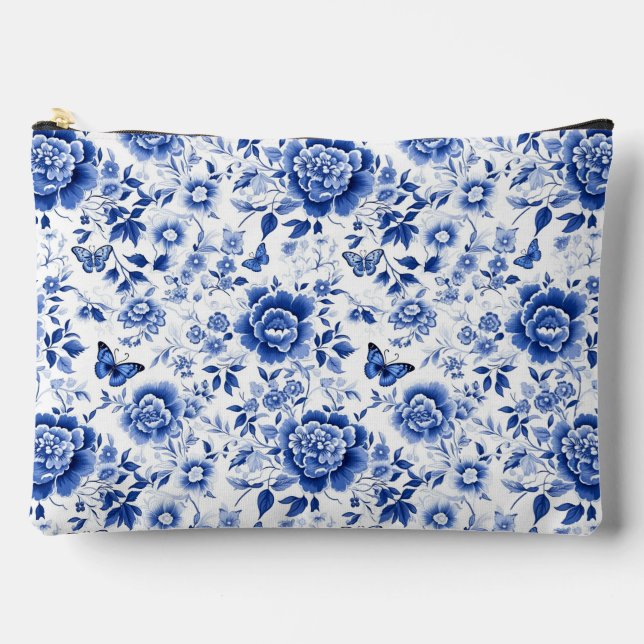 Chinoiserie Blue Makeup Bag (Front)