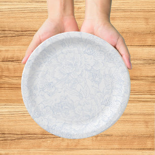 Chinoiserie Blue Peony Wedding Paper Plate