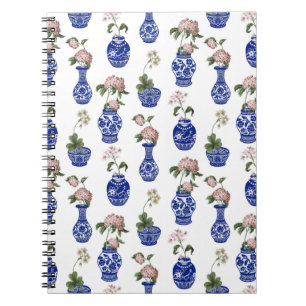 Chinoiserie blue vases and flowers notebook