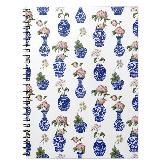 Chinoiserie blue vases and flowers  notebook (Front)