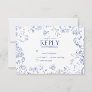 Chinoiserie Blue Victorian Floral No Menu RSVP