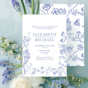 Chinoiserie Blue Victorian Post Wedding Brunch Invitation