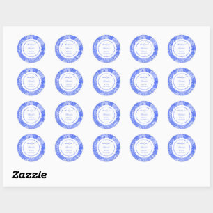 Chinoiserie Blue White Bridal Shower Classic Round Sticker