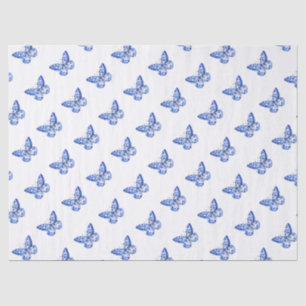 Chinoiserie Blue White Butterflies Tissue Paper