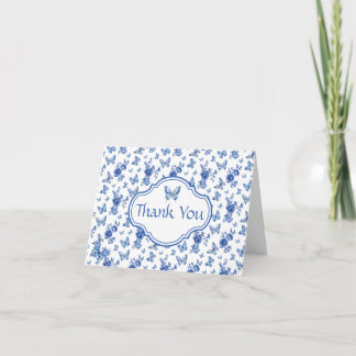 Chinoiserie Blue White Butterfly Personalised  Holiday Card