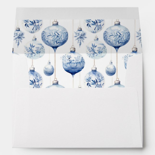 Chinoiserie Blue & White Christmas Ornaments Envelope (Back (Bottom))
