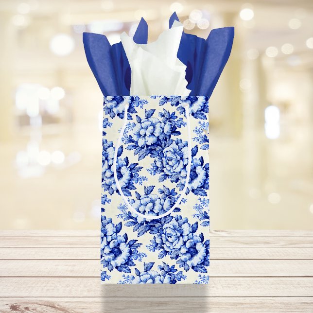 Chinoiserie Blue White Floral Small Gift Bag (Creator Uploaded)