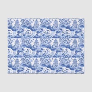 Chinoiserie Blue & White Pagodas Tissue Paper
