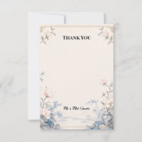 Chinoiserie Blue White Vase Floral Thank You Card