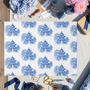 Chinoiserie Blue Willow Pagoda Tissue Paper