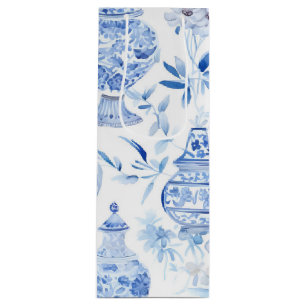 Chinoiserie Blue Wine Gift Bag